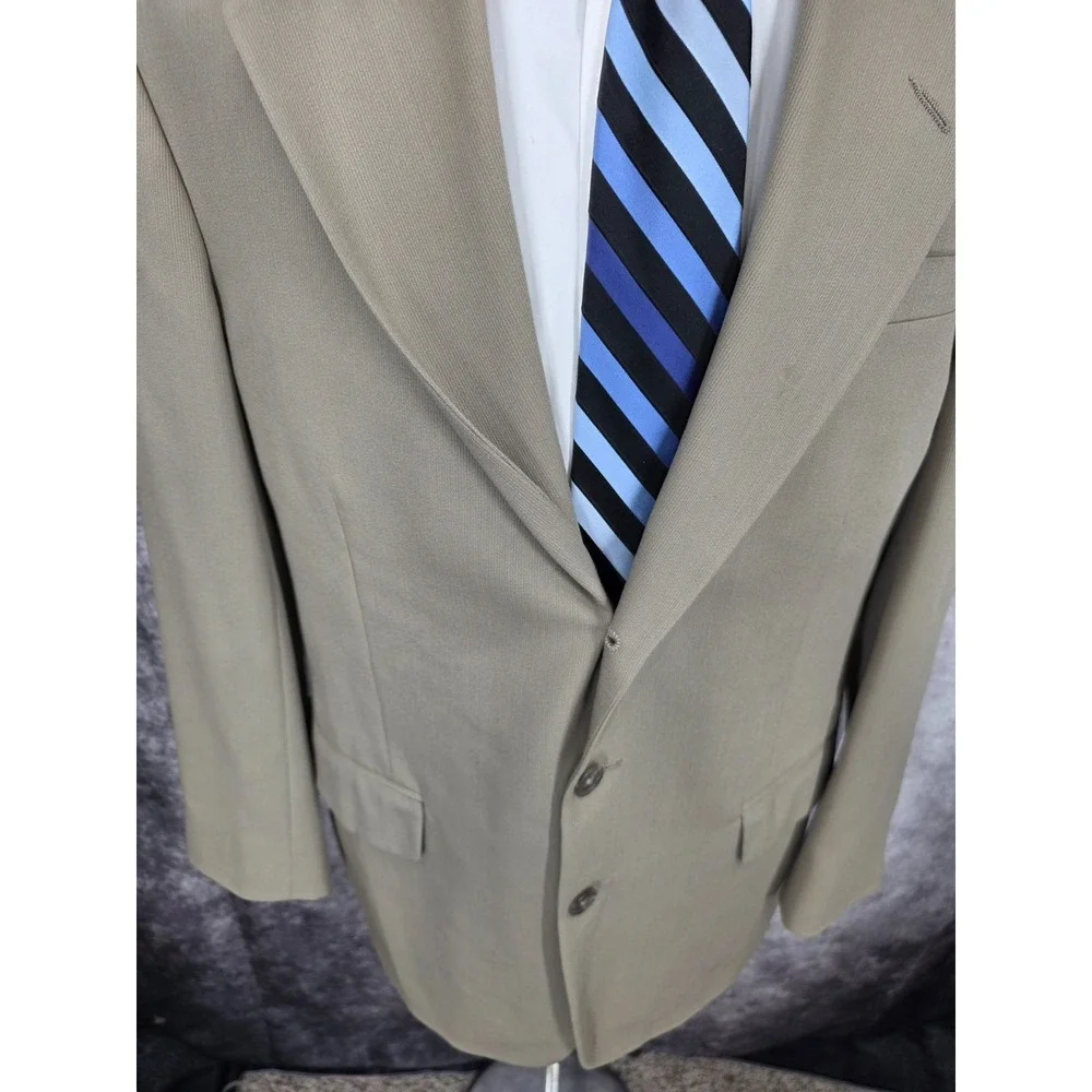 Stafford Blazer Jacket Mens 40R Beige Worsted Wool Blend Sports Coat‎ VTG USA